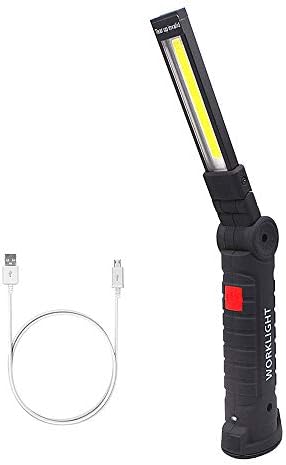 COB LED Work Light, Rechargeable Work Light Flashlight with Magnetic Base + 360°Rotate 5 Lighting Modes + Swivel Hook Inspection Lamp for Car Repair Household Emergency Light and Outdoor Use(Large)