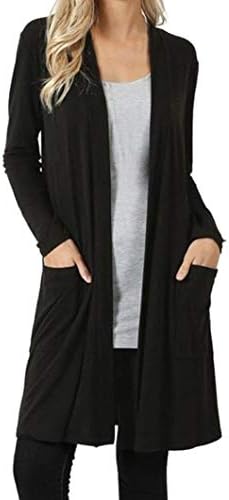 ❤ GreatestPAK Women's Open Front Fly Away Pockets Loose Long Sleeve Plus Size Sweater Drape