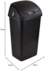Sterling Ventures 60 Litre Premium Plastic Swing Bin Black view 3