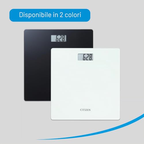 Citizen Digital Tempered Glass Bathroom Scale, 0.1 kg Precise Bathroom Scale with Large LCD Display, Step-On Technology, Ultra-Slim Design 22 mm, White
