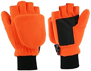 Orange 3M Thinsulate Sport Fleece Glomitt – Fingerless Rubber Palm Gloves