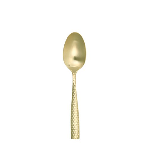 Fortessa Lucca Faceted 18/10 Stainless Steel Flatware, Dessert/Soup Spoon, 7.1", Set of 12, Brushed Gold