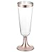 50 Plastic Rose Gold Rimmed Champagne Flutes | 5.5 oz. Clear Hard Disposable Party & Wedding Cups | Premium Heavy Duty Fancy Champagne Flute or Toasting Glasses (50-Pack) Gold Rim by Bloomingoods