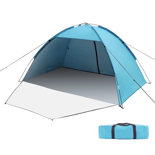 Beach Shelter, UV Protection 50+ Family Tent, XXL Beach Shelter, Front and Back Door with Zip, Privacy Screen, Ventilation, Wind Protection, Sun Protection, Beach Tent, Small Pack Size for Beach