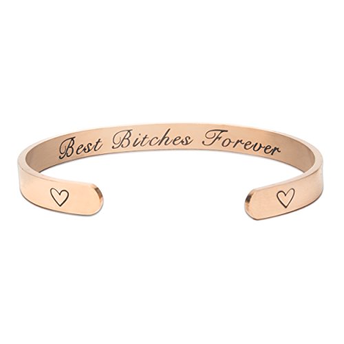 Friendship Bracelet Gift-Ready Rose Gold Bracelet (Best Bitches Forever - 1 Pack)