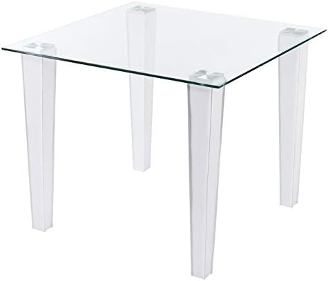 Iron Base Dining Table - Dining Table with Square Glass Top - Bright White