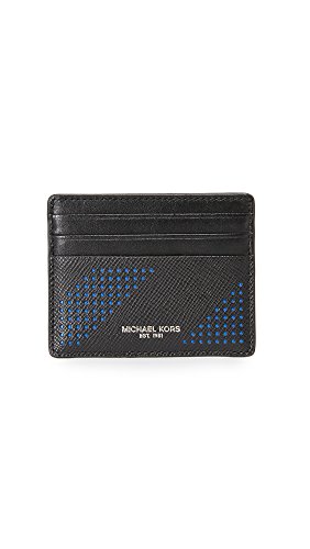Michael Kors Men's Harrison Perforated Leather Tall Card Case, Black, One Size