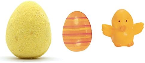 Easter Egg Bath Bomb with Surprise Toy Inside for Kids - Large Jumbo Lush Yellow 8 Ounces Natural Premium Shea Butter Bath Fizzy Basket
