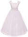 BNY Corner Flower Girl Cap Sleeved Beaded White Dress First Holy Communion Size 2-16 (8, White)