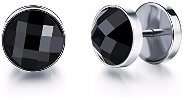 Sliver Plated Stud Earrings For Men Black Crystal Stainless