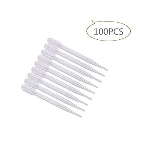 Disposable Plastic Transfer Pipettes 3ML, Essential Oils Pipettes, Makeup Tool, Graduated, Pack of 100