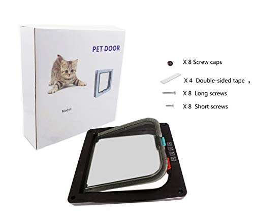 SUCCESS Cat Doors for Exterior&Interior Doors, Pet Door with Magnetic&Automatic 4-Way Locking Flap, Fit Most Standard Door Sizes, for Small Cat&Super Small Doggie, Large(Coffee)