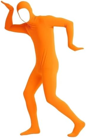 Orange Body Suit Women and Men Full Bodysuit Open Face Halloween Costumes Adults Mask Orange Jumpsuit Costume S