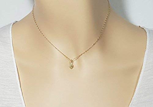 Tiny Hamsa Hand Necklace, Gold Charm 