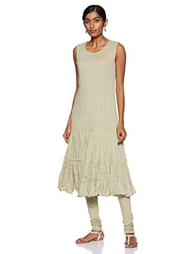 Biba Light Green Cotton Silk A Line Suit Set Size 36 in Oman