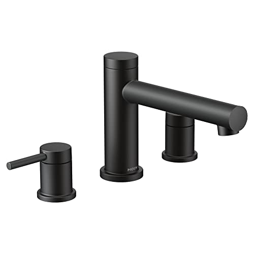 Moen T393BL Align 2-Handle Deck Mount Modern Roman Tub Faucet Trim Kit, Valve R…