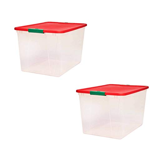 HOMZ Holiday Plastic Storage Container, 64 Quart - 23.5