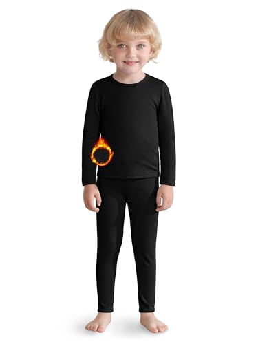 VZV 2T-6Y Toddler Thermal Set Thermal Underwear for Kids Fleece Lined Toddler Base Layer Long Johns for Kids Boys Girls