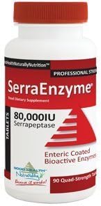 Serra Enzyme 80,000IU Serrapeptase (90 Quad-Strength Tablets) by SerraEnzyme