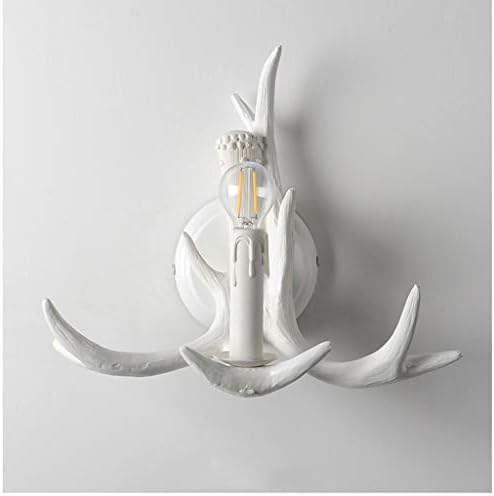 Nordic Creative White Antler Wall Lamp Living Room Bedside Lamp Bedroom Study Lamp Aisle Corridor Aisle TV Background Country Wall Lamp (Size : B)