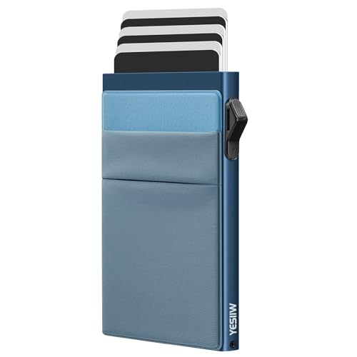YESIIW RFID Blocking Pop Up Credit Card Wallet, A04-Light Blue, Minimalist