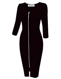 Tom's Ware vestido Midi sofisticado Bodycon de manga larga con cierre frontal, para mujer