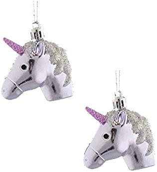 Lot De 2 Boules De Sapin De Noël Avec Tête De Licorne