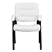 Flash Furniture Haeger White LeatherSoft Executive Side Reception Chair with Black Metal Frame
