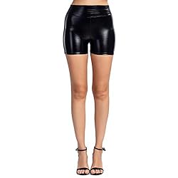 Tulucky Women's Flexible Club Faux Leather Shorts
