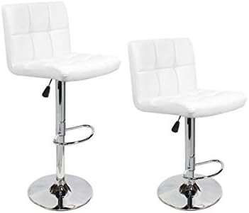 WHITE # 2 pcs of Bar Stools Leather Modern Hydraulic Swivel Dinning Chair ,, Ship From USA Fast Delivery …