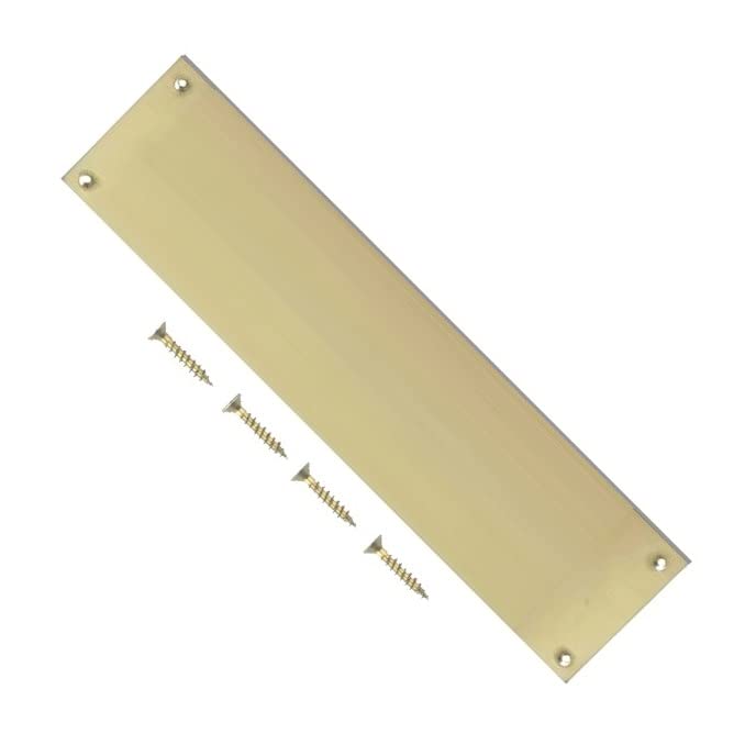 TERF® 300mm X 75mm Traditional Type Victorian Finger Plate Light Polished Brass 300mm X 75mm (12'' X 3'') Door Push Plate Finger plate Including Fixing Screw - Pack of 1