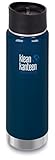 Klean Kanteen Wide Mouth Insulated Stainless Steel Bottle with Leakproof Cafe Cap 2.0 - 20 Ounce Deep Sea