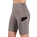ODODOS High Waist Out Pocket Yoga Short Tummy Control Workout Running Athletic Non See-Through Yoga Shorts,DarkBeige,Largethumb 4