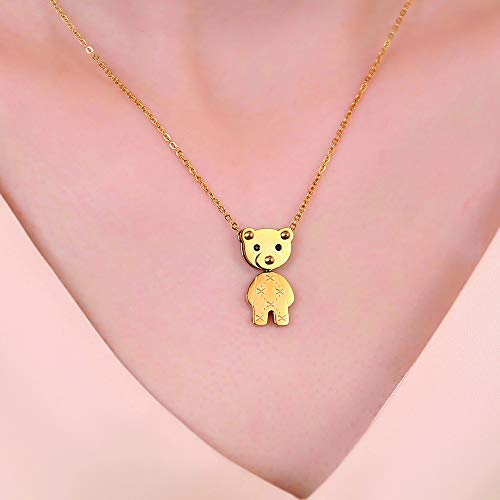 Jewel Valley 18k Gold Plated Teddy Bear Pendant Necklaces for Women with Limb-Rotating Design Cute Animal Jewelry Gifts with 16\'\' and a 2\'\' Extension Chain (Bear Necklace)