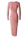 RubyK Womens Fitted Long Sleeve Asymmetrical Side Knotted Bodycon Dress