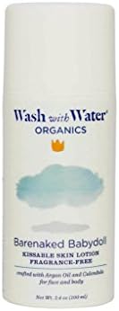 Wash with Water All Natural Organic Skin Care for Baby, Infant, Toddlers: Certified Organic + Cruelty Free, Hypoallergenic Unscented Body Lotion for Eczema + Sensitive Skin - Barenaked Babydoll 3.4oz