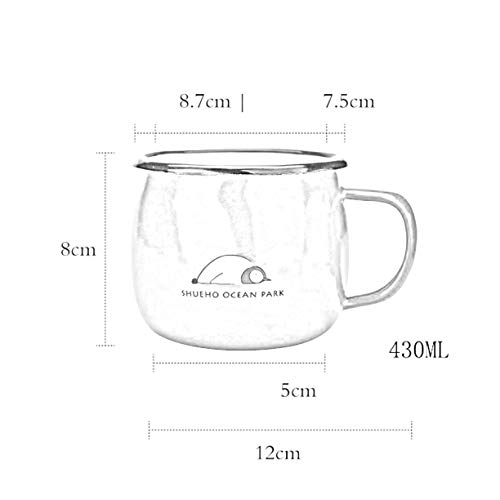 XYSQWZ Kessel Geschenk Emaille Tasse Set Von 3 Trinkbechern 430ml Für Kinder Und Erwachsene Rot/Gelb/Grün/Blau Tierdruck… – Bild 4