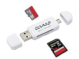 COASD Memory Card Reader SD OTG Adapter and USB 2.0 Portable for SDXC, SDHC, SD, MMC, RS-MMC, Micro SDXC, Micro SD, Micro SDHC Card and UHS-I Card (White)