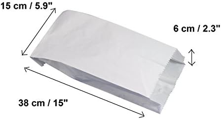 ( Pack of 100 ) White 380 x 150 x 60 mm , 38 x 15 x 6 cm Paper Gift Wedding Party Paper Merchandise Sack Bags Lunch storage container food Flat Craft takeaway sandwich ,