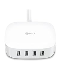 Bull computadora USB estación de carga con 4 puertos, inteligente y portátil USB adaptador de carga para smartphone, iPads, Tabletas, banco de la energía y más, 5 A 25 W