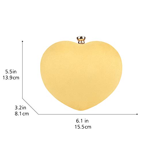 Fawziya Heart Shaped Clutch Velvet Evening Bags And Clutches For Women-Lemon Yellow