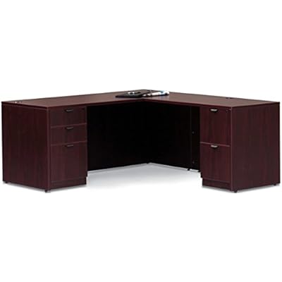 Buy Offices To Go Eco Friendly L Shaped Desk 71 W X 29 12 H X 84 D Desk 71 W X 36 D X 29 12 H Return 48 W X 24 D X 29 12 H American Mahogany