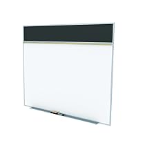 Ghent 5 x 6 Feet Combination Board, Porcelain Magnetic Whiteboard and Recycled Rubber Bulletin Board, Black , Made in the USA