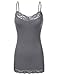 JJ Perfection Women's Adjustable Spaghetti Strap Lace Trim Cami Tunic Tank Top MIDGRAY XL