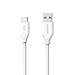 Anker Cable, Powerline 3.0 USB A to USB C Charger Cord with 56k Ohm Pull-up Resistor for Samsung Galaxy Note S8/S9 and More(3FT,White)