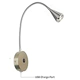 HomeFocus Wall Sconces,USB LED Bedside Reading Wall Lamp Light,Living Room Wall Lamp Light,Corridor Wall Lamp,LED 4.2-5Watt 3000K,USB Charging Port,Hardwire Installation,Metal,Satin Nickel.