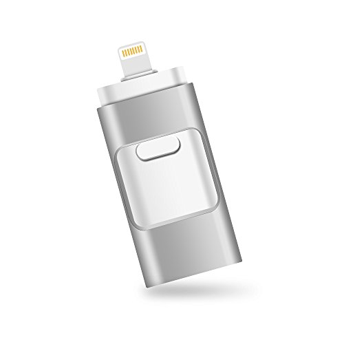 iPhone Lightning Flash Drive 32GB [3-in-1], E&jing USB 3.0 External Storage Memory Stick Adapter Expansion for iPad/iPod/Mac/Android/PC/iOS.(Silver) [Apple MFI Certified]