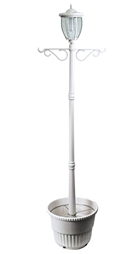 EdenBranch 312065 Sun-Ray Kenwick Solar Lamp Post and Planter with Hanger, Single Head, White