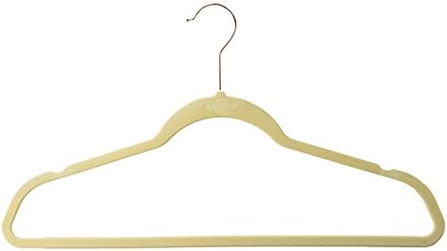 Closet Complete 71634 Supreme Quality, Heavyweight, 85-Gram, Virtually-Unbreakable Velvet, Ultra-Thin, Space Saving, No-Slip Suit Hangers, 360° Spinning Rose Gold Hooks, 50, Ivory, 50 Count