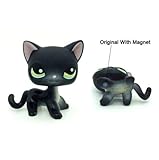 Littlest Pet Shop Black Short Hair cat #336 LPS Green Eyes Kitty Toys